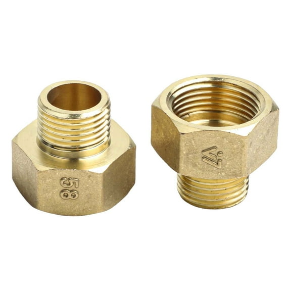 DAMIFU 2Pcs Brass Hex Bushing Reducing Connector 1 Inch Female X 1/2 Inch Male Thread Industrial Pipe Connecting And Converting