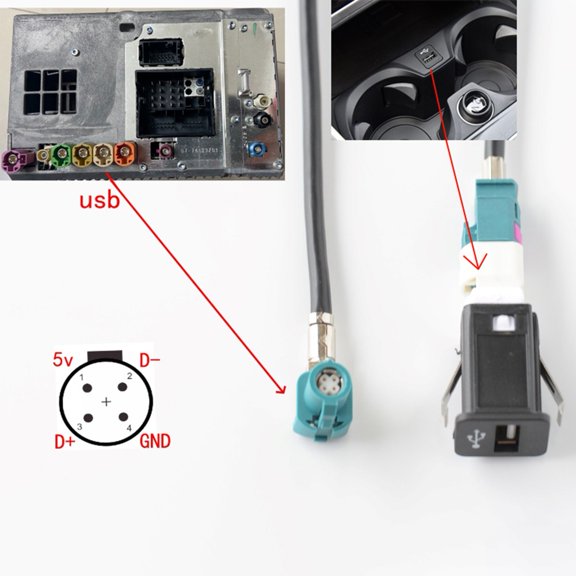 DAMIFU 4 Pin 5V Connection Cable To Car Switch 4 Pin Usb Interface Harness Cable For Bmw For Evo For Nbt Host