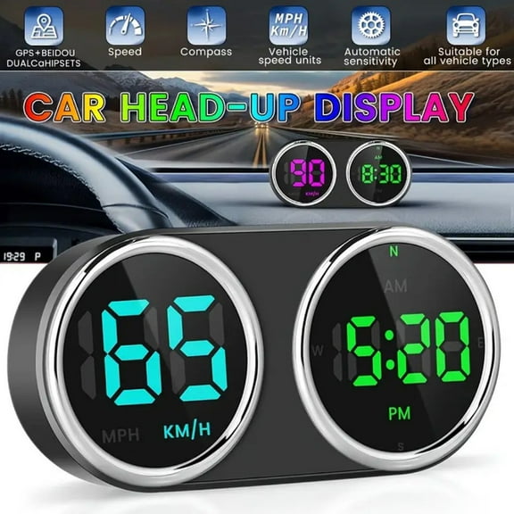 DAMIFU 7-Color Gps Speedomter Digital Clock Hud Over-Speed Alarm Km/H Mp/H Speed Meter
