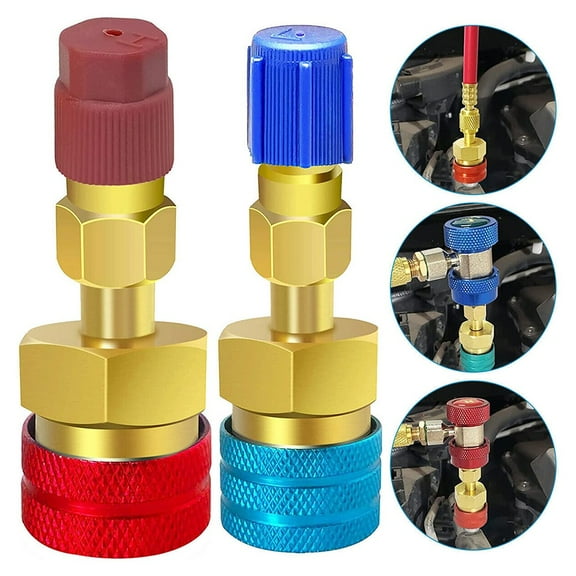 DAMIFU A Pair A/C R1234YF Quick Coupler Connector Adapters High/Low Manifold AC Gauge Auto Set A/C Checking Tool Accessories