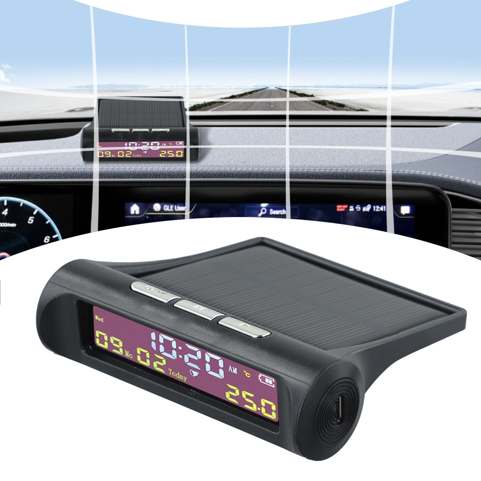 DAMIFU An01 Tpms Look Solar Car Digital Clock- With Date High Precision ...