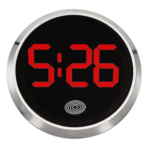 DAMIFU Mini Watch Mini Quartz Clock Light Emitting Electronic Clock Car Clock Waterproof Motorcycle Watch Dashboard Silver Red light