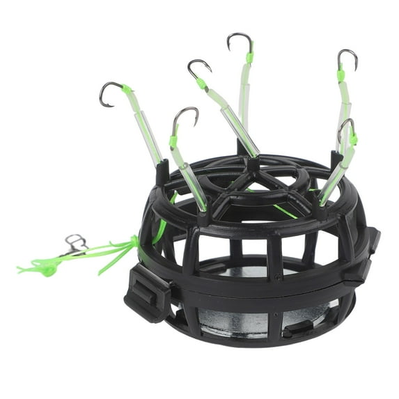 DAMIFU New String Hook Fishing Bait Cage 6 Hook Carbon Steel Line Group Feeder Sinker Bait Shape Fishing Spring Bait Cage Fishing Hooks