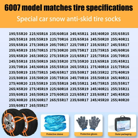 DAMIFU Snow Sock Tire Chains 2Pcs Designed To Fit Most For Car Tires In Winter