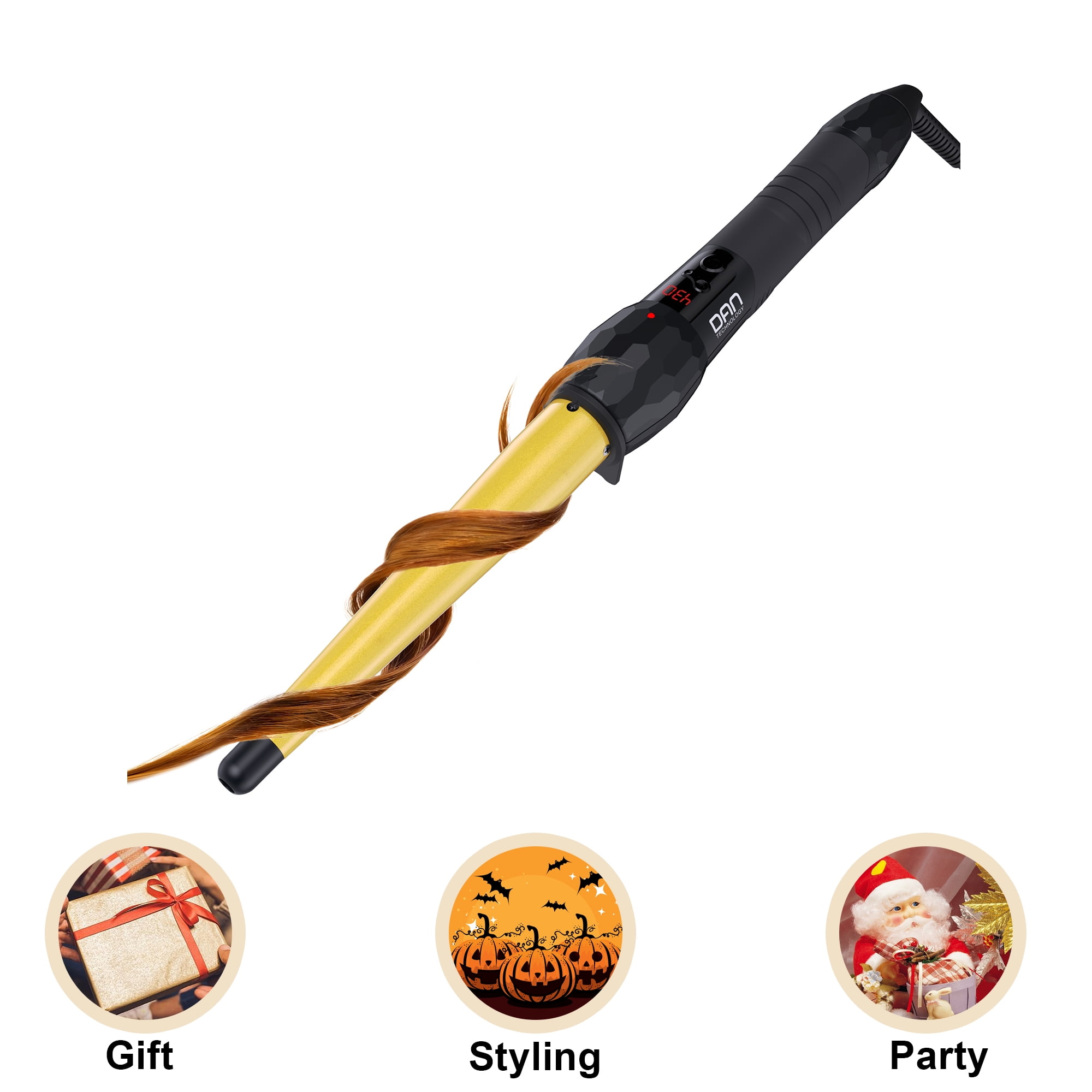 DAN 1/21 inch Ceramic Hair Styling Curling Wand, Tapered Curling Iron