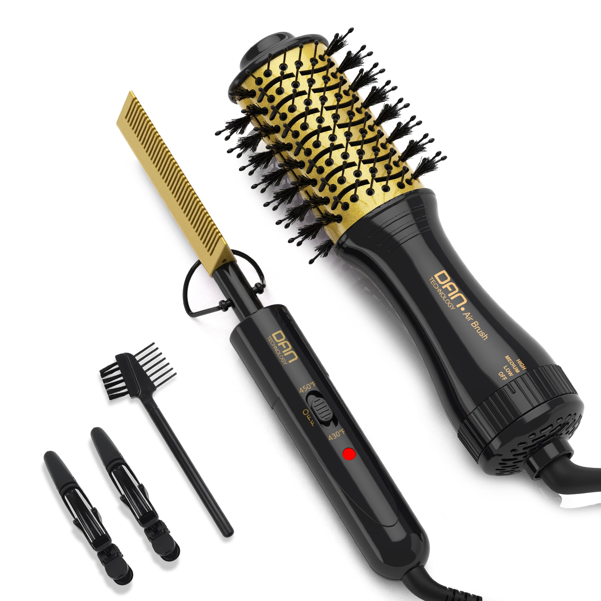 5 in 1 Hair Dryer Hot Comb Set Professional Curling Iron Hair Straight –  Bubble Brush