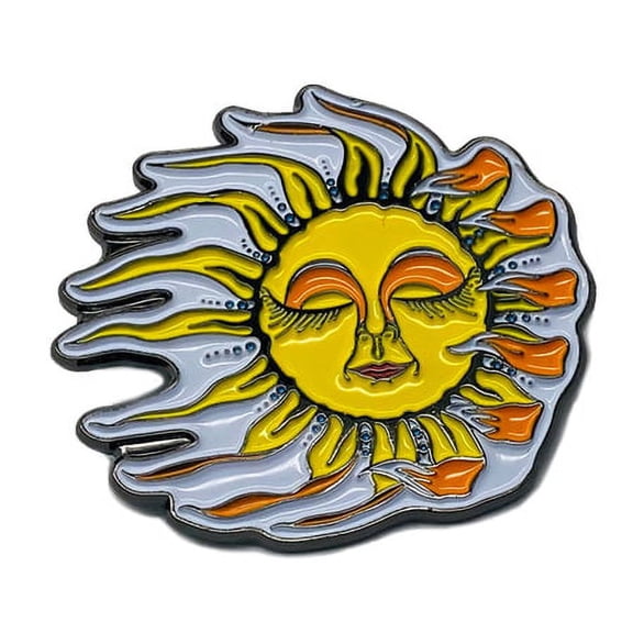 DAN MORRIS SLEEPING SUN PIN - Sleeping Sun w/ Extra Thick Raised Epoxy Resin Shiny Enamel Lapel Pin - 1.5" x 1.375"