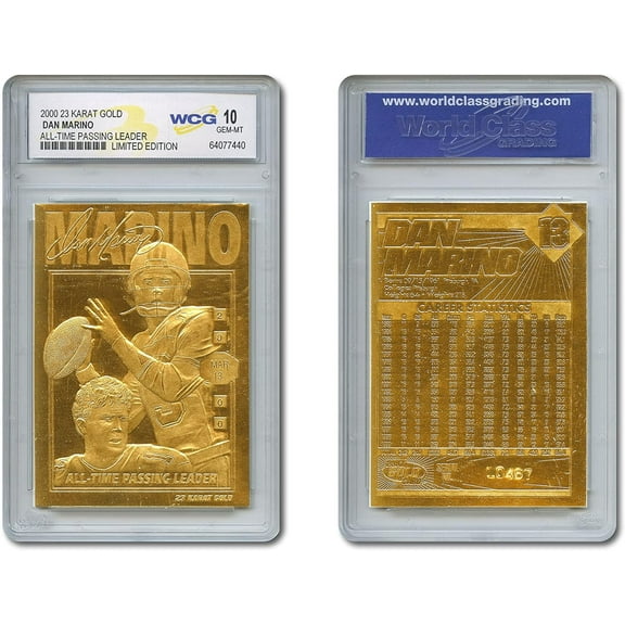 DAN Marino 2000 23KT Gold Card NFL All-Time Passing Leader Graded GEM Mint 10