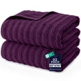 thumbnail image 1 of Dan River Bath Sheet Towels Performance Texture 2 pack 35x70 in XX-Large Ribbed Stripe Cotton Towel for Bath - Purple Passion, 1 of 10