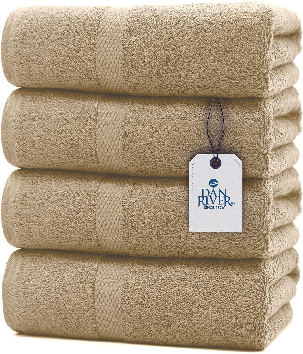 DAN RIVER 100 Cotton Bath Towel Set Pack of 4 Soft Large Bath Towel Highly Absorbent Daily