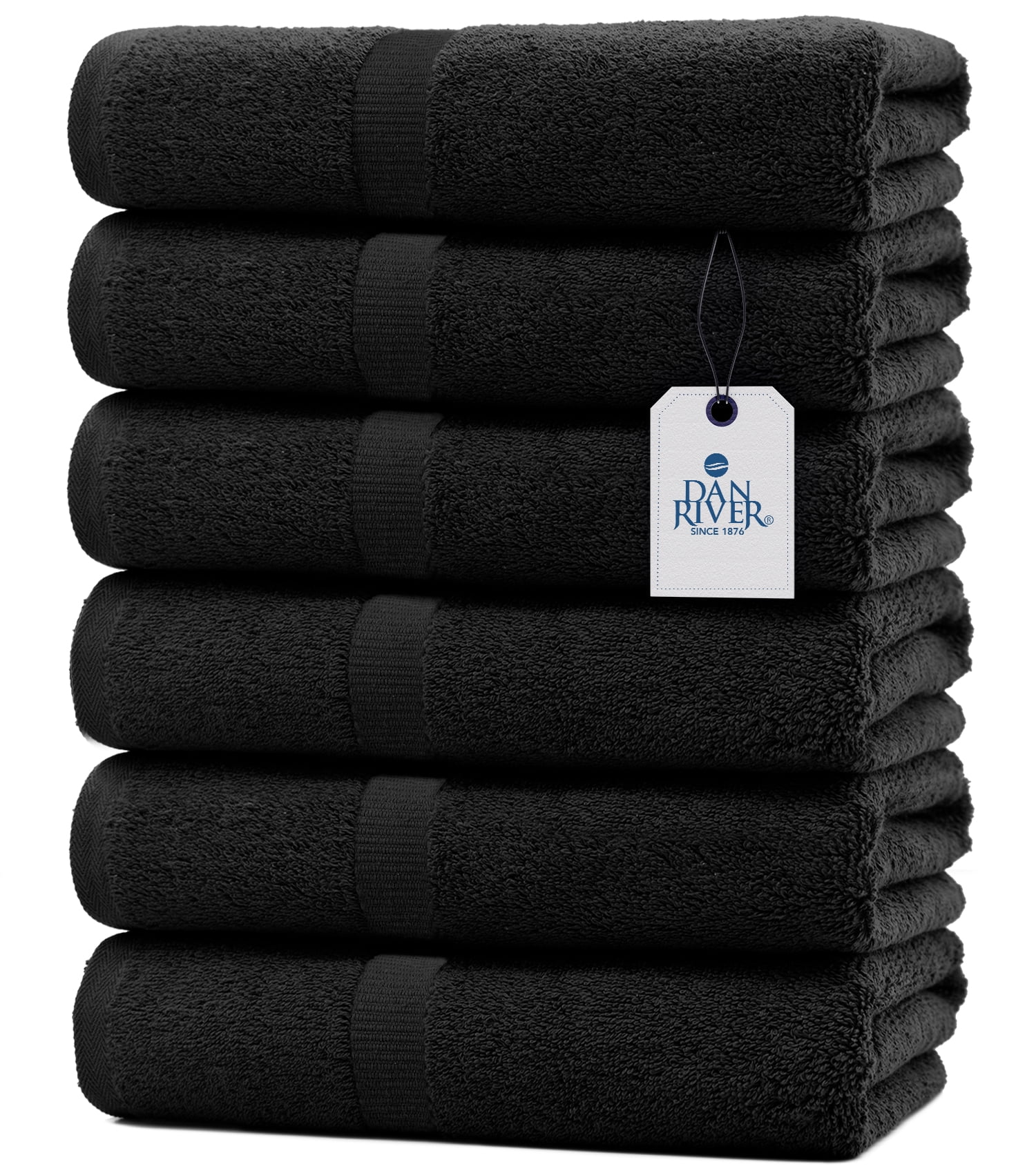 Dan River 100 Cotton Large Size Bathroom Bath Towel Set, 6Pack