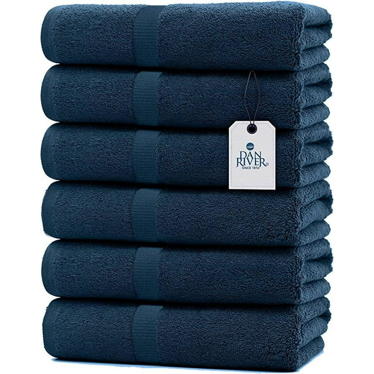 DAN RIVER 100% Cotton Bath Towel Set Pack of 6, Soft Large Bath Towel, Highly Absorbent, Daily Usage Bath Towel, Ideal for Pool Home Gym Spa  Hotel, Blue Opal Towel Set