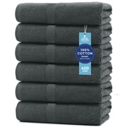 Dan River Bath Towel 6 pack 24x48 in Ultra Soft Quick Drying Cotton Towel - Gray