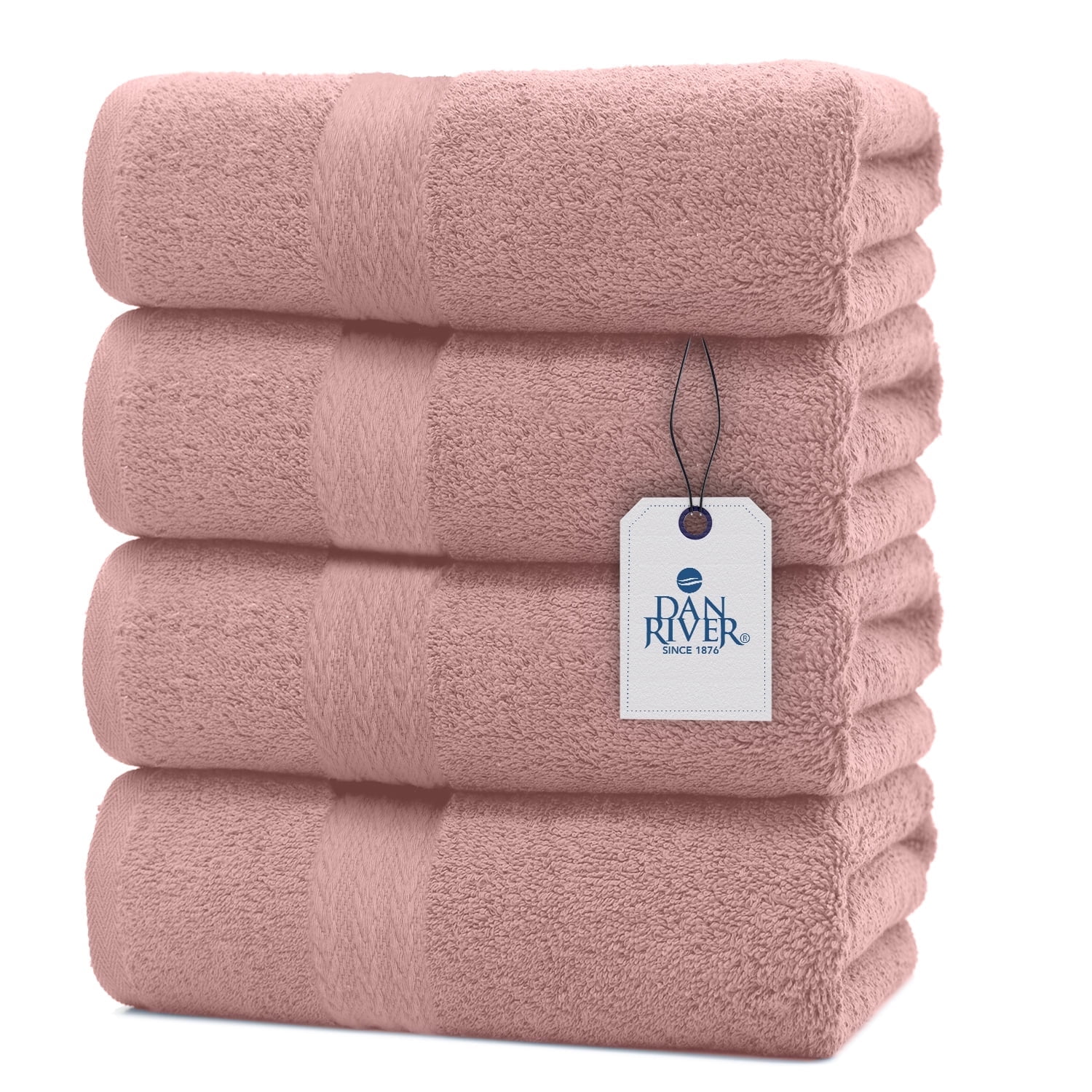 DAN RIVER 100 Cotton Bath Towels Set Pack of 4, Soft, Machine