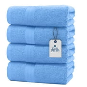 DAN RIVER 100% Cotton Bath Towels Set - Pack of 4, Soft, Machine Washable, Durable & Highly Absorbent for Daily Use at Home, Pool, Gym, Bathroom, Hotel or Spa | M-Blue - 27"x54" | 600 GSM