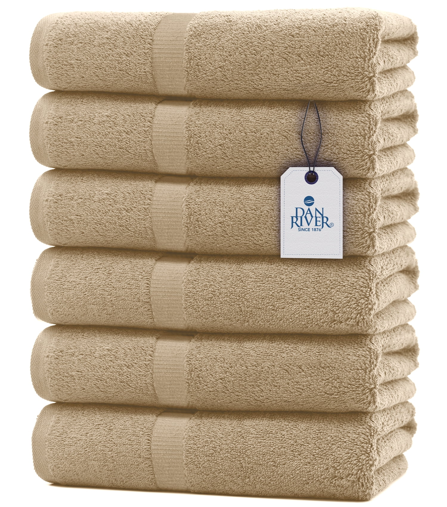 Dan River Regular Size Dry Adult Cotton Bath Towels, 6 Pack, 24x48in - 450GSM - Tan - Walmart.com