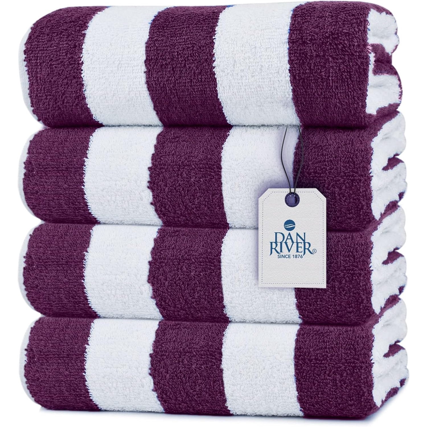 DAN RIVER 100% Cotton Beach Towels Set - 4 Pack, Quick Dry, Ultra Soft ...