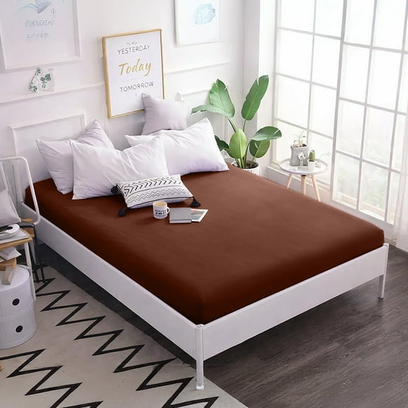 Dan River Full Fitted Bottom Sheet only Jersey Knit Cotton Soft Absorbent with Deep Pocket - Brown