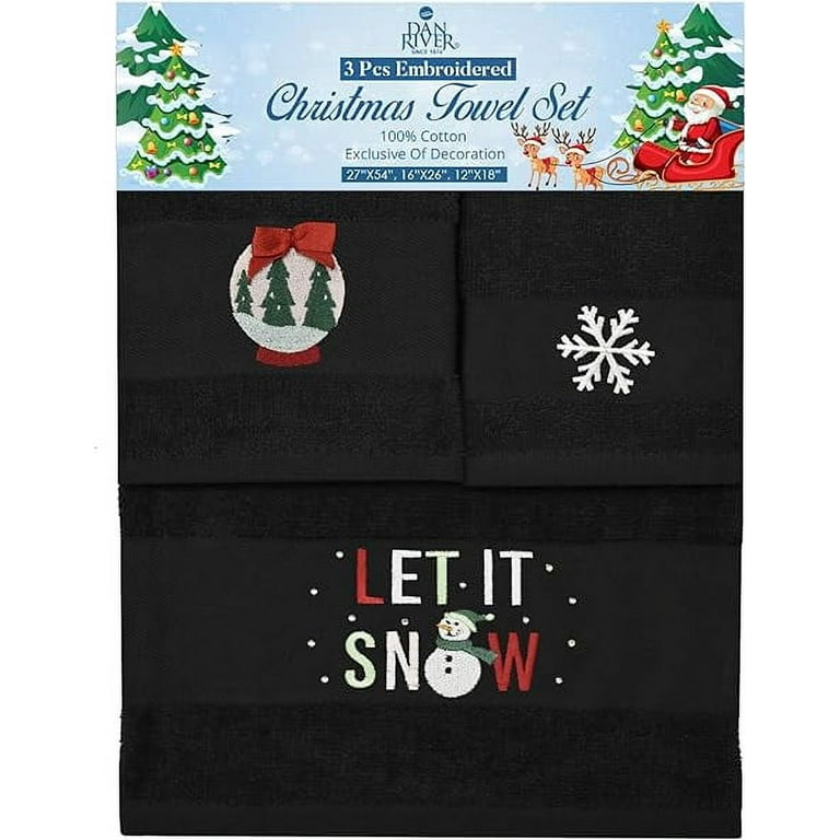 3Pcs Christmas Hand Towels Set 25x16 inch, 100% Cotton Christmas