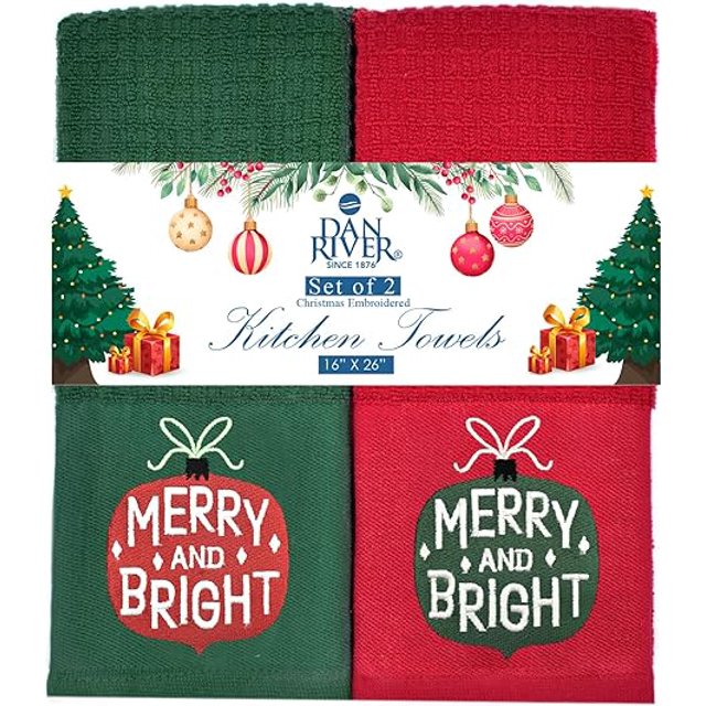 DAN RIVER 100 Cotton Christmas Towels 16x26” Decorative Kitchen