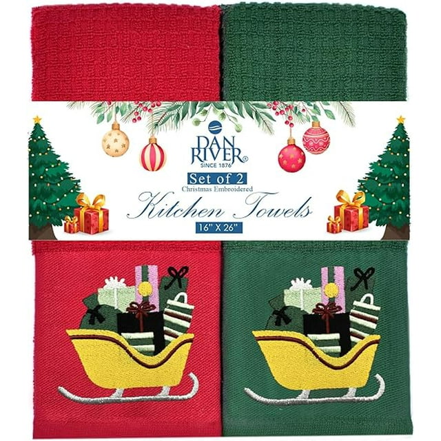 DAN RIVER 100 Cotton Christmas Towels 16x26” Decorative Kitchen