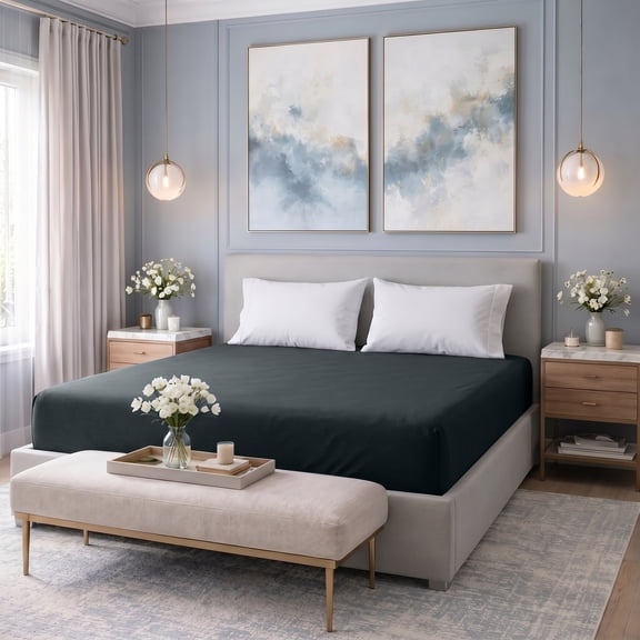 Dan River Queen Fitted Bottom Sheet only Jersey Knit Cotton Soft Absorbent with Deep Pocket - Gray