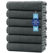 Dan River Bath Towel 6 pack 22x44 in Ultra Soft Quick Drying Cotton Towel - Gray