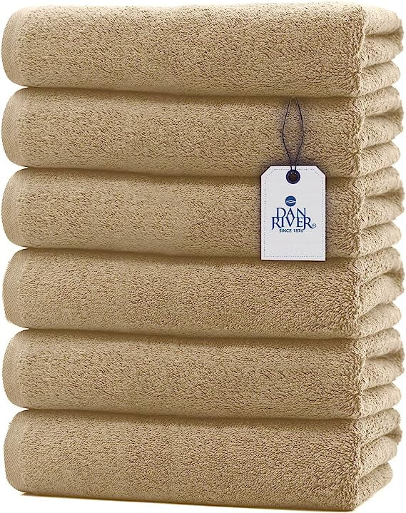 DAN RIVER 100 Cotton Economy Bath Towels Set Pack of 6Absorbent Quick