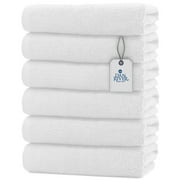 DAN RIVER 100% Cotton Economy Bath Towels Set Pack of 6| Absorbent and Quick Drying Hotel Quality Towels for Home, Gym, Spa & Daily Use | 22”x44”, 400 GSM - White
