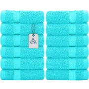 Dan River Washcloth for Face 12 pack Soft Absorbent and Quick Drying Durable Cotton Face Towel - Aqua