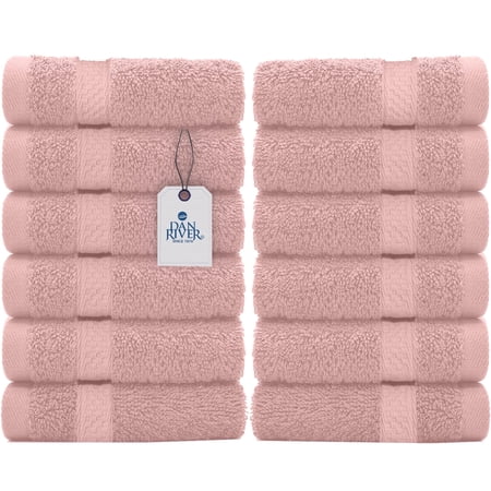Dan River Washcloth for Face 12 pack Soft Absorbent and Quick Drying Durable Cotton Face Towel - Dusty Rose