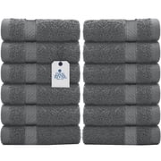 Dan River Washcloth for Face 12 pack Soft Absorbent and Quick Drying Durable Cotton Face Towel - Gray