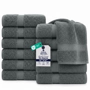 Dan River Washcloth for Face 12 pack Soft Absorbent and Quick Drying Durable Cotton Face Towel - Gray