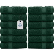 Dan River Washcloth for Face 12 pack Soft Absorbent and Quick Drying Durable Cotton Face Towel - Hunter Green