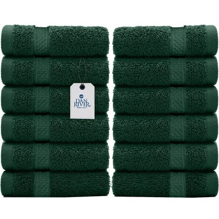 Dan River Washcloth for Face 12 pack Soft Absorbent and Quick Drying Durable Cotton Face Towel - Hunter Green