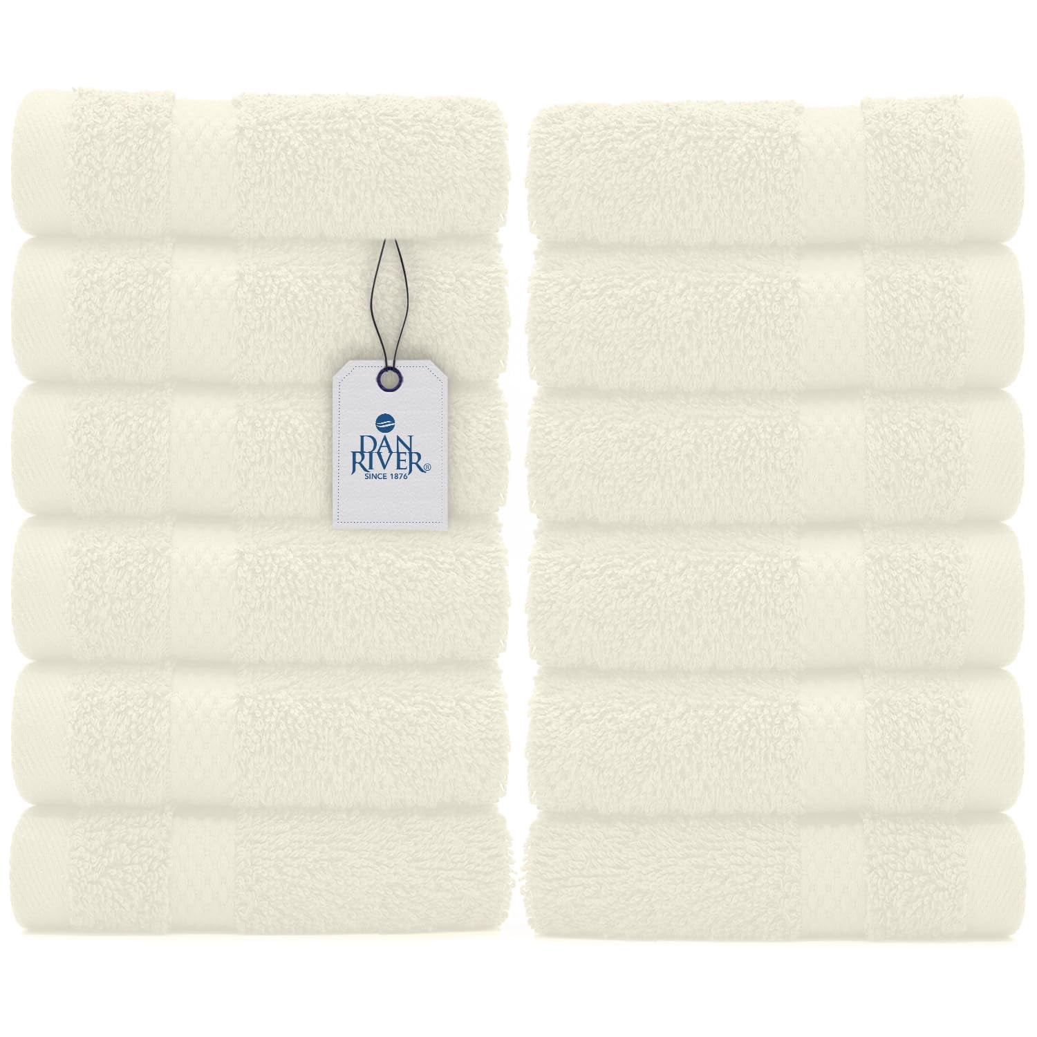 Dan River 100% Cotton Durable Face Washcloth Pack of 12 Soft, Absorbent, Quick Drying Face Towel - Ivory 12x12In - Walmart.com