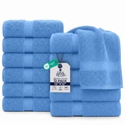 Dan River Washcloth for Face 12 pack Soft Absorbent and Quick Drying Durable Cotton Face Towel - Medium Blue