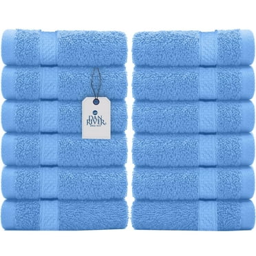 Dan River Washcloth for Face 12 pack Soft Absorbent and Quick Drying Durable Cotton Face Towel - Medium Blue