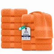 Dan River Washcloth for Face 12 pack Soft Absorbent and Quick Drying Durable Cotton Face Towel - Orange