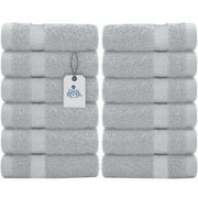 Dan River Washcloth for Face 12 pack Soft Absorbent and Quick Drying Durable Cotton Face Towel - Silver