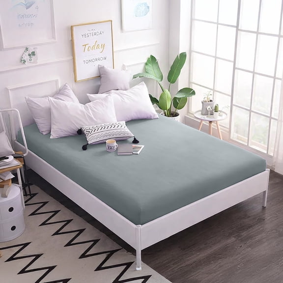Dan River Twin Fitted Bottom Sheet only Jersey Knit Cotton Soft Absorbent with Deep Pocket - Silver