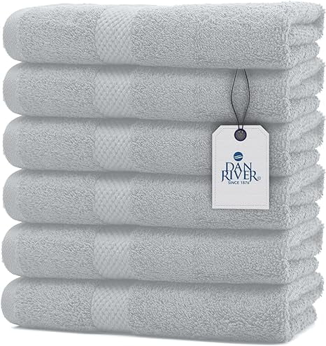 DAN RIVER 100% Cotton Hand Towel Set of 6| Ultra Soft Bathroom Hand ...