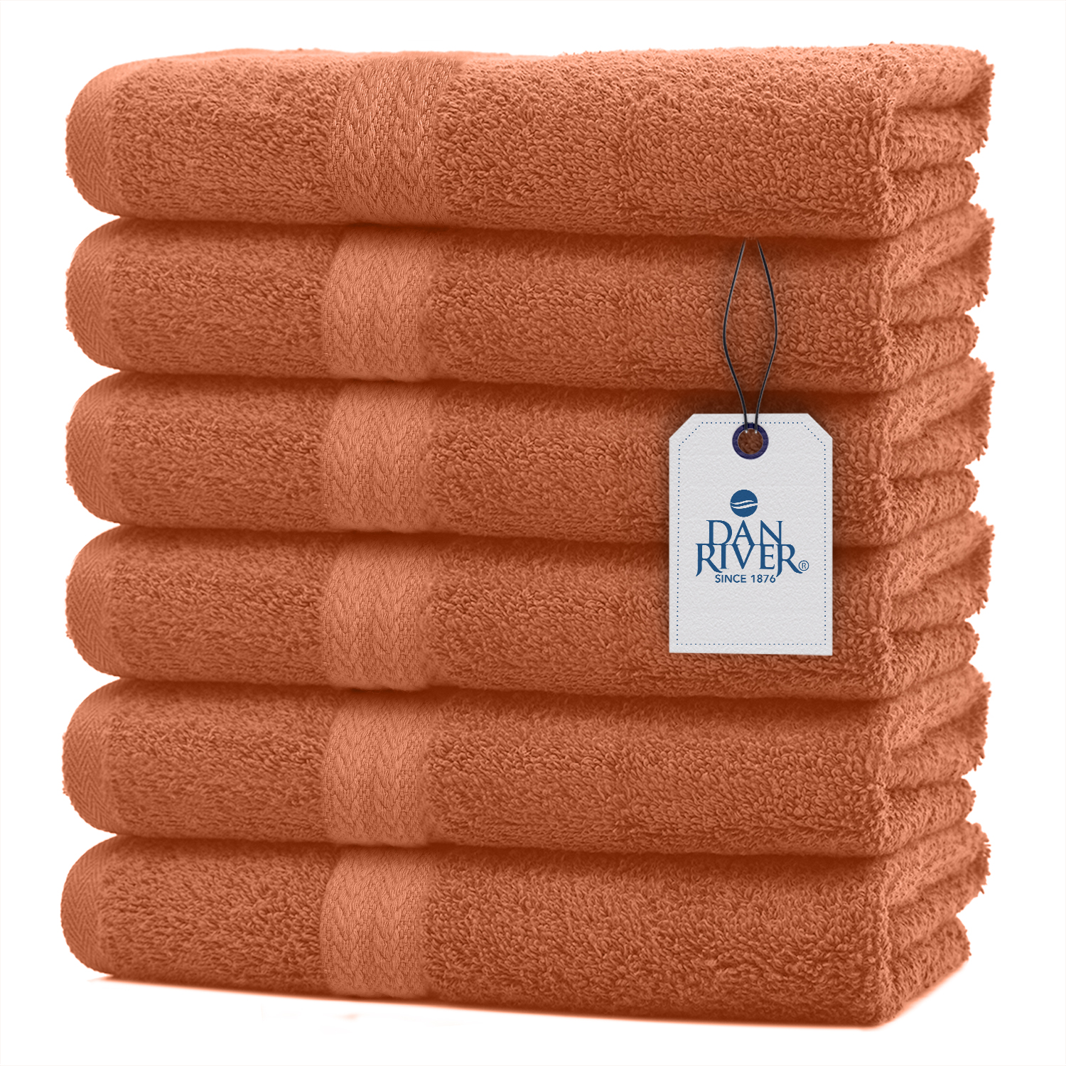 DAN RIVER 100% Cotton Hand Towel Set of 6| Ultra Soft Bathroom Hand ...