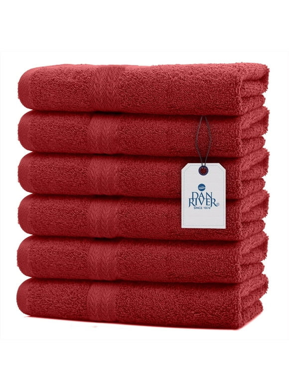 DAN RIVER 100% Cotton Hand Towel Set of 6| Ultra Soft Bathroom Hand Towels| Salon Towel| Absorbent| Extra Large Hand Towel| Spa Hand Towel| Gym Hand Towel Red | Hand Towel 16x28 in|600 GSM