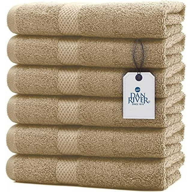 DAN RIVER 100 Cotton Hand Towel Set of 6 Ultra Soft Bathroom Hand Towels Salon Towel