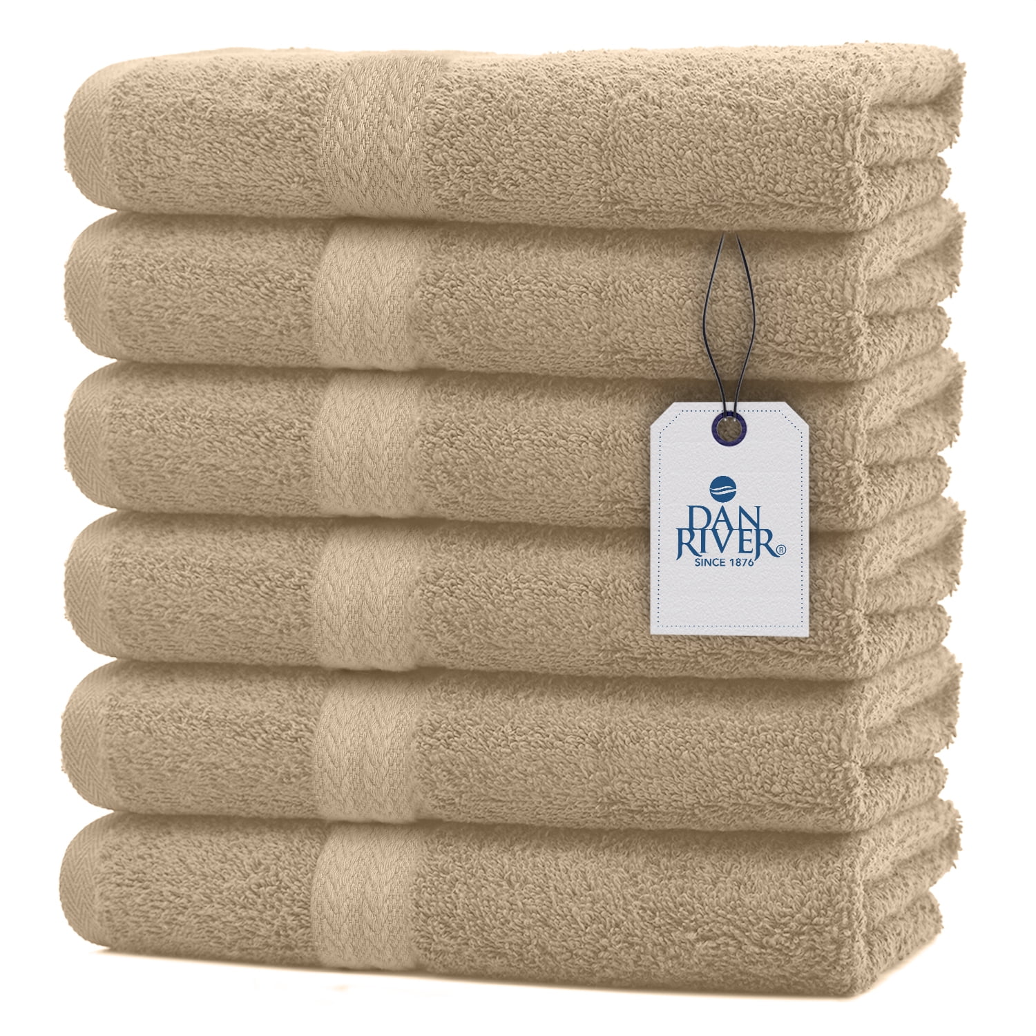 DAN RIVER 100% Cotton Hand Towel Set of 6| Ultra Soft Bathroom Hand ...