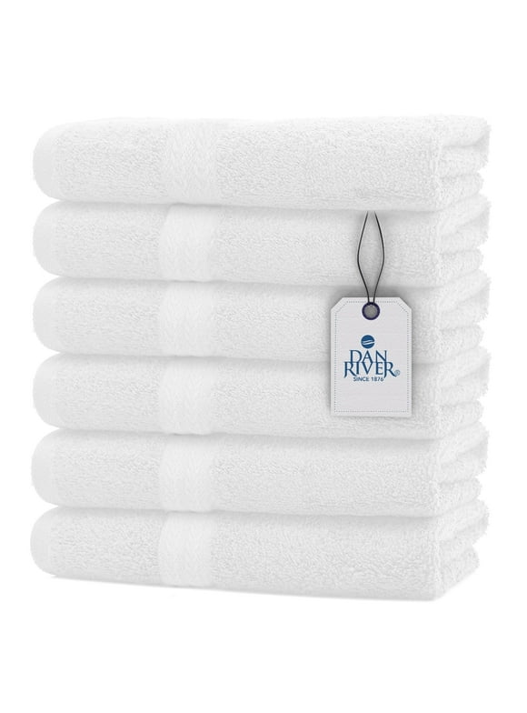 DAN RIVER 100% Cotton Hand Towel Set of 6| Ultra Soft Bathroom Hand Towels| Salon Towel| Absorbent| Extra Large Hand Towel| Spa Hand Towel| Gym Hand Towel White Hand Towel| Hand Towel 16x28 In|600 GSM