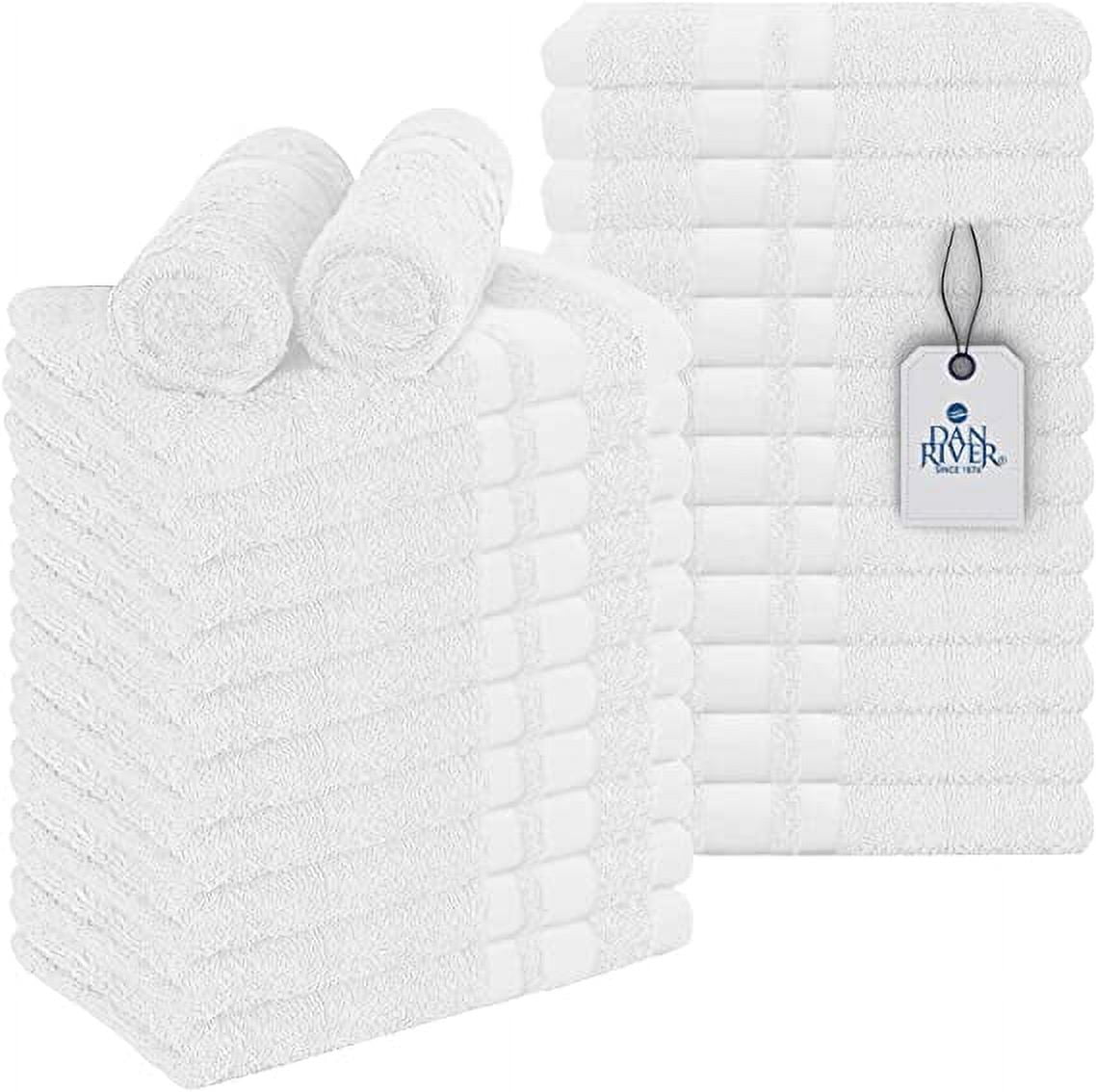 Premium Hand Towels 16x27 3.25 lb 100% Ringspun Cotton with Fancy Border - Case of 12, Size: 16 x 27, White