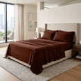 thumbnail image 1 of Dan River Bed Sheet Set Twin 3 Piece Brown Breathable Soft Cotton Jersey Sheets with Deep Pockets, Unisex, 1 of 11