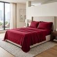 thumbnail image 1 of Dan River Bed Sheet Set Cal King 4 Piece Burgundy Breathable Soft Cotton Jersey Sheets with Deep Pockets, Unisex, 1 of 11